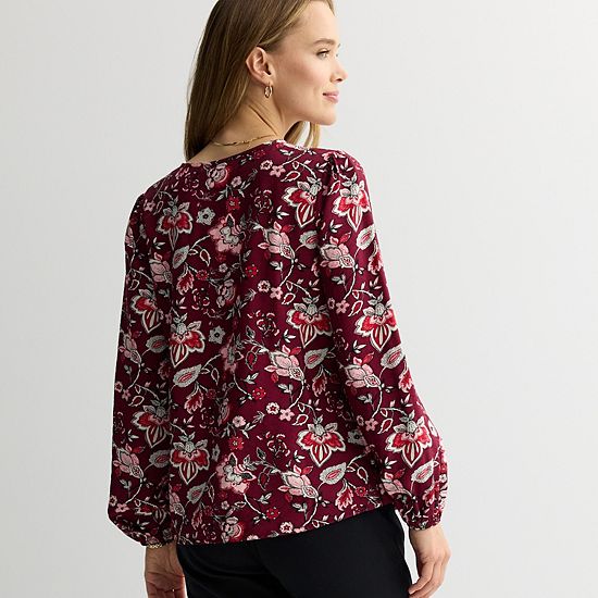 Women's Croft & Barrow Long Sleeve Y-Neck Tee
