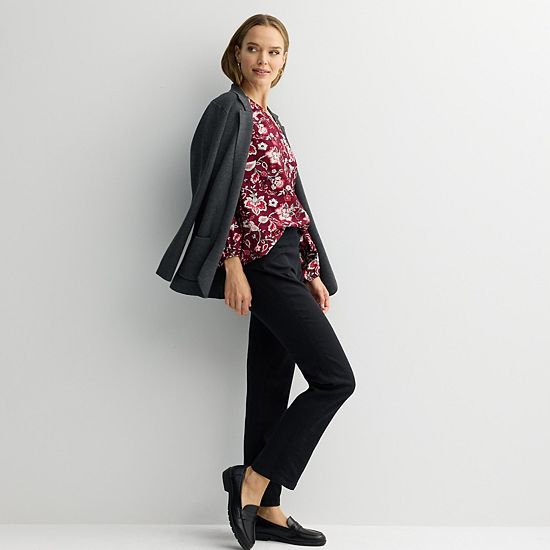 Women's Croft & Barrow Long Sleeve Y-Neck Tee