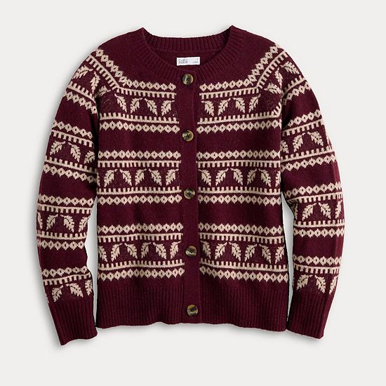 Women's Croft & Barrow® Leaf Fair Isle Cardigan