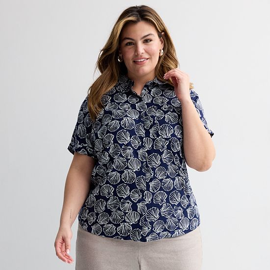 Plus Size Croft & Barrow® Camp Shirt