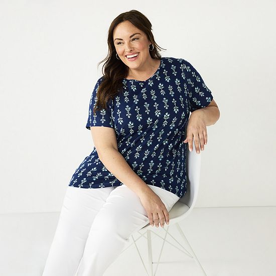  Plus Size Croft & Barrow® Essential Crewneck Top
