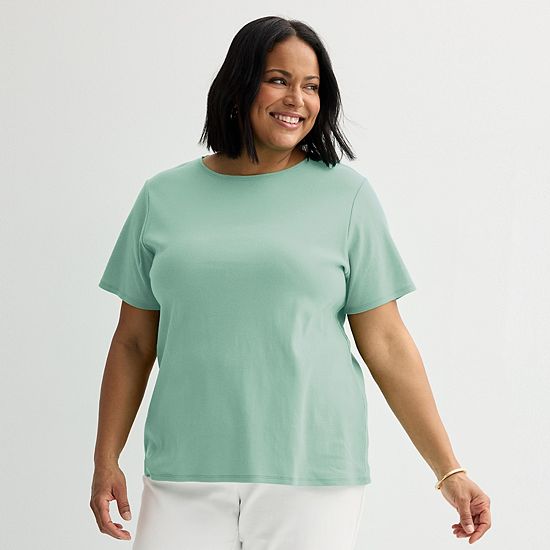  Plus Size Croft & Barrow® Essential Crewneck Top