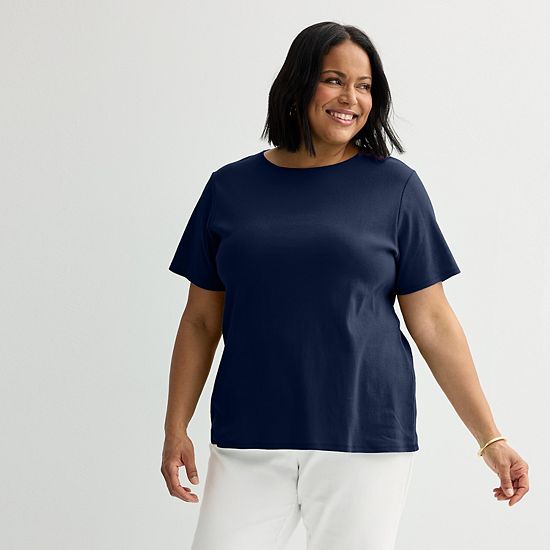  Plus Size Croft & Barrow® Essential Crewneck Top