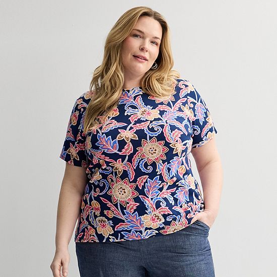  Plus Size Croft & Barrow® Essential Crewneck Top