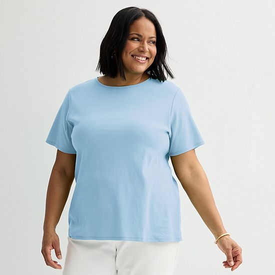  Plus Size Croft & Barrow® Essential Crewneck Top