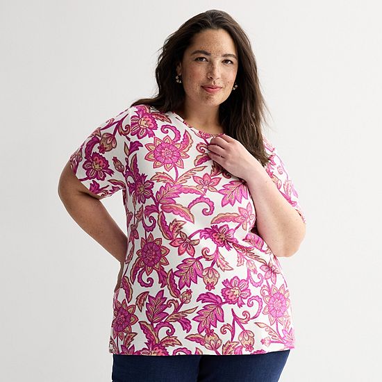  Plus Size Croft & Barrow® Essential Crewneck Top