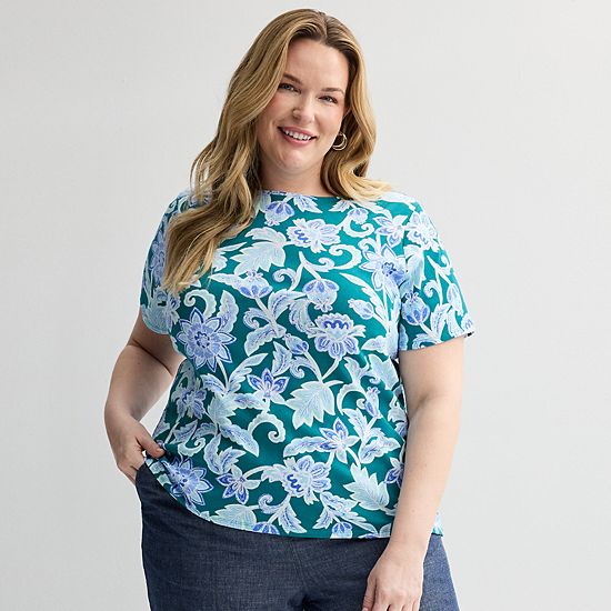  Plus Size Croft & Barrow® Essential Crewneck Top