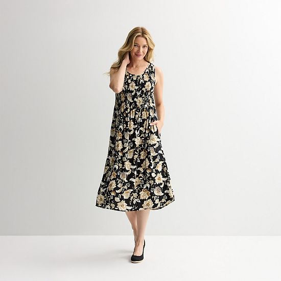  Women's Croft & Barrow® Smocked Midi Dress