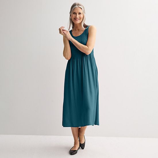  Women's Croft & Barrow® Smocked Midi Dress