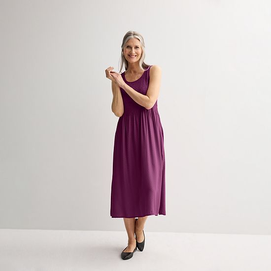  Women's Croft & Barrow® Smocked Midi Dress