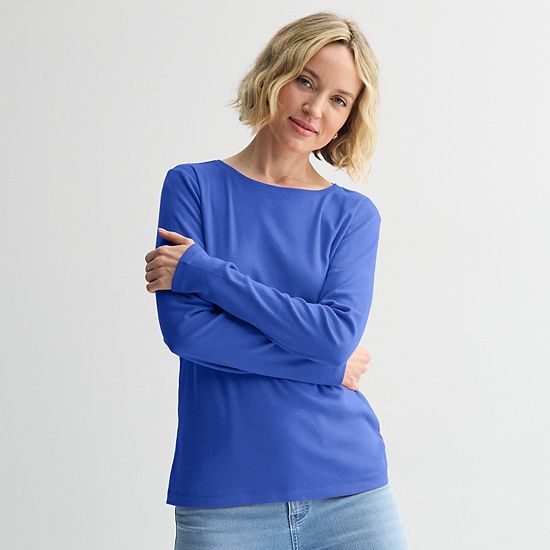  Women's Croft & Barrow® Essential Long-Sleeve Classic Crewneck Tee