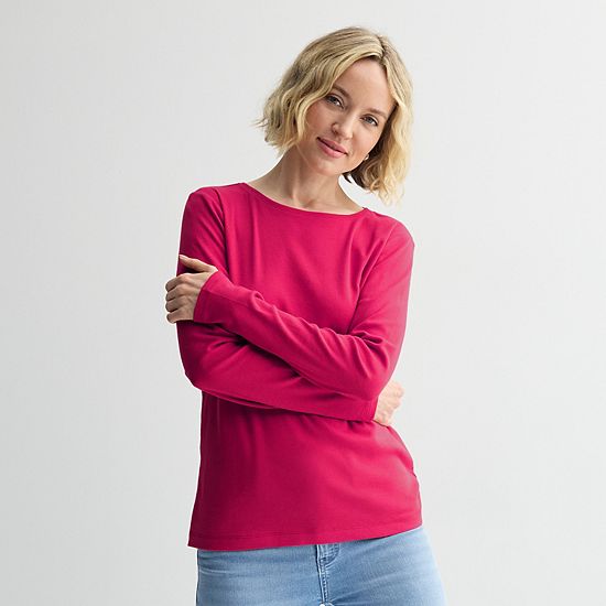  Women's Croft & Barrow® Essential Long-Sleeve Classic Crewneck Tee