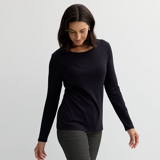  Women's Croft & Barrow® Essential Long-Sleeve Classic Crewneck Tee