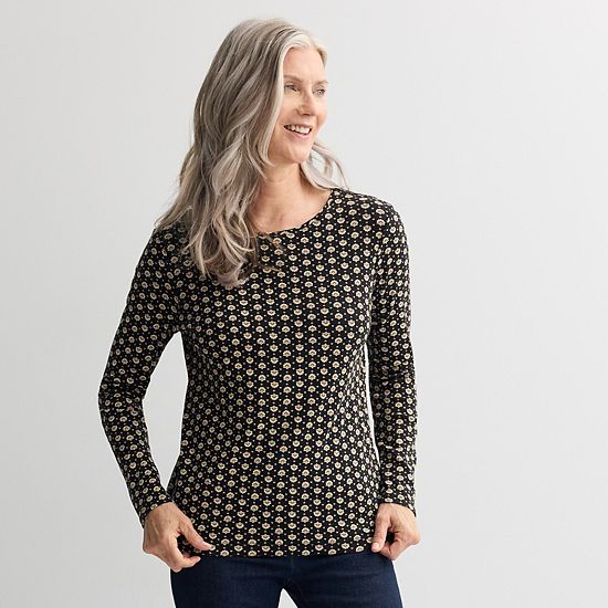  Women's Croft & Barrow® Essential Long-Sleeve Classic Crewneck Tee