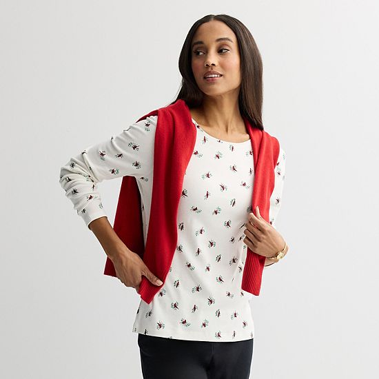 Women's Croft & Barrow® Essential Long-Sleeve Classic Crewneck Tee
