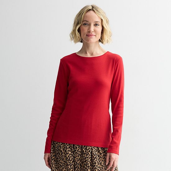  Women's Croft & Barrow® Essential Long-Sleeve Classic Crewneck Tee