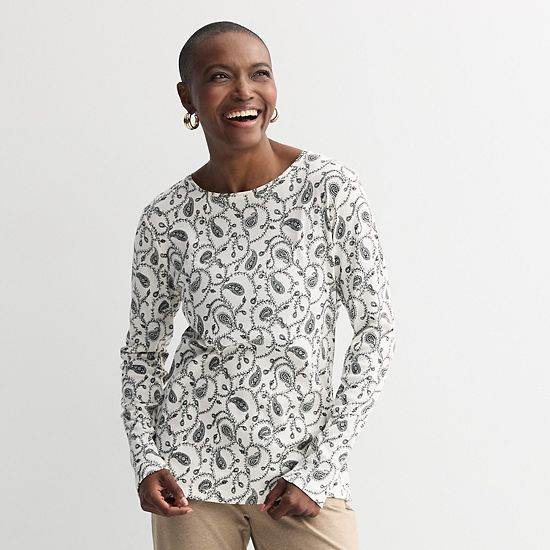  Women's Croft & Barrow® Essential Long-Sleeve Classic Crewneck Tee