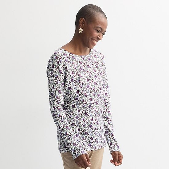  Women's Croft & Barrow® Essential Long-Sleeve Classic Crewneck Tee