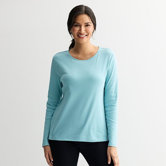  Women's Croft & Barrow® Essential Long-Sleeve Classic Crewneck Tee