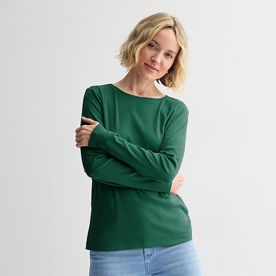  Women's Croft & Barrow® Essential Long-Sleeve Classic Crewneck Tee