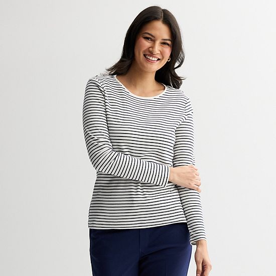  Women's Croft & Barrow® Essential Long-Sleeve Classic Crewneck Tee