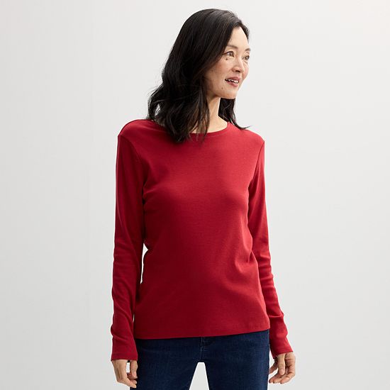  Women's Croft & Barrow® Essential Long-Sleeve Classic Crewneck Tee