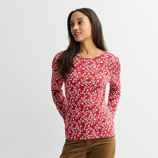  Women's Croft & Barrow® Essential Long-Sleeve Classic Crewneck Tee