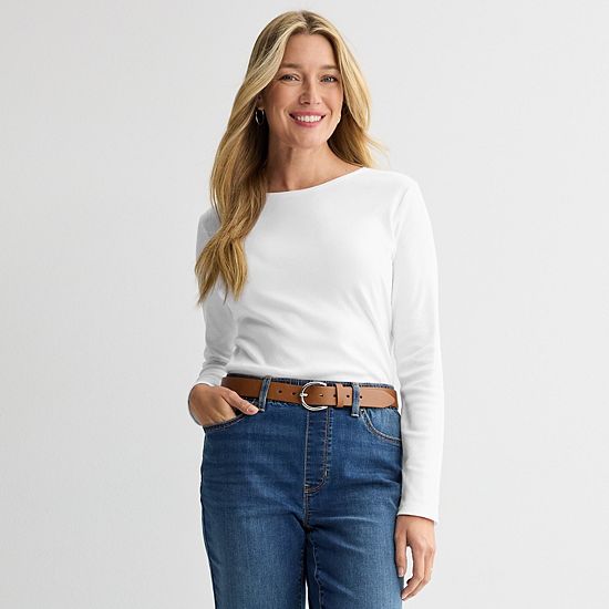  Women's Croft & Barrow® Essential Long-Sleeve Classic Crewneck Tee
