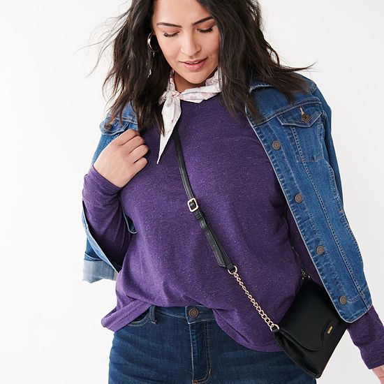  Plus Size Croft & Barrow® Essential Crewneck Long Sleeve Tee