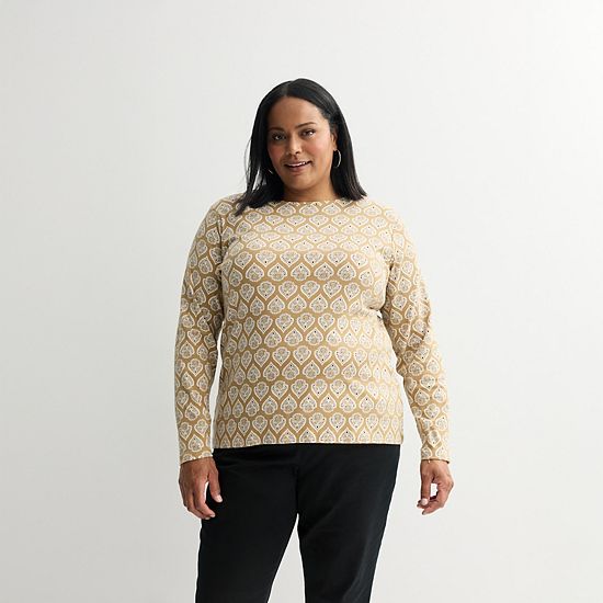  Plus Size Croft & Barrow® Essential Crewneck Long Sleeve Tee