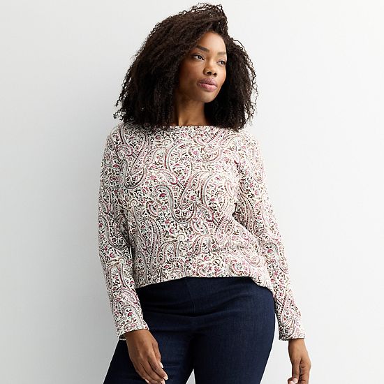  Plus Size Croft & Barrow® Essential Crewneck Long Sleeve Tee