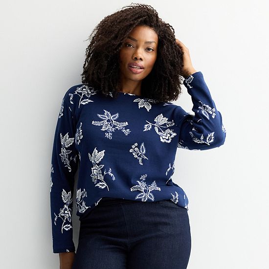 Plus Size Croft & Barrow® Essential Crewneck Long Sleeve Tee