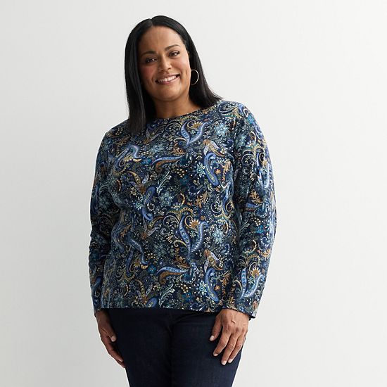  Plus Size Croft & Barrow® Essential Crewneck Long Sleeve Tee