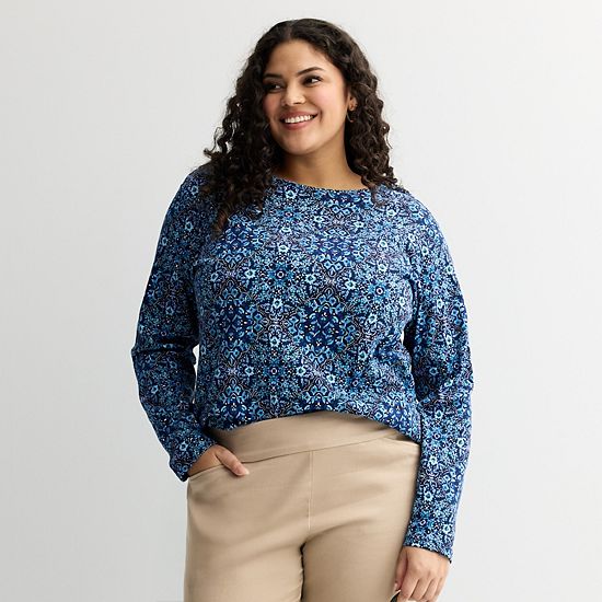  Plus Size Croft & Barrow® Essential Crewneck Long Sleeve Tee