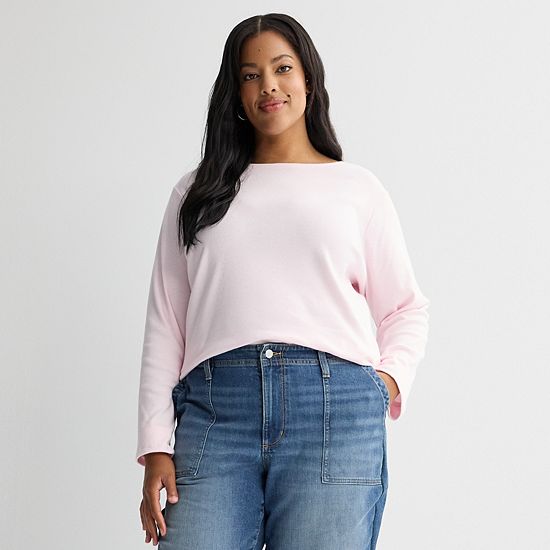  Plus Size Croft & Barrow® Essential Crewneck Long Sleeve Tee