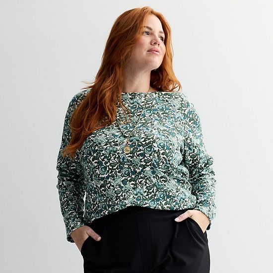  Plus Size Croft & Barrow® Essential Crewneck Long Sleeve Tee