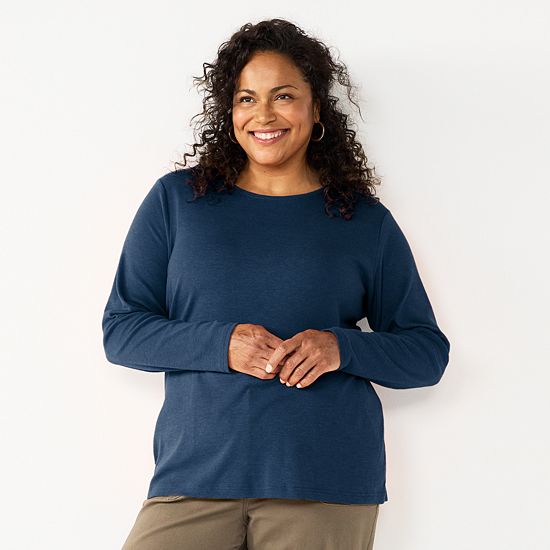  Plus Size Croft & Barrow® Essential Crewneck Long Sleeve Tee