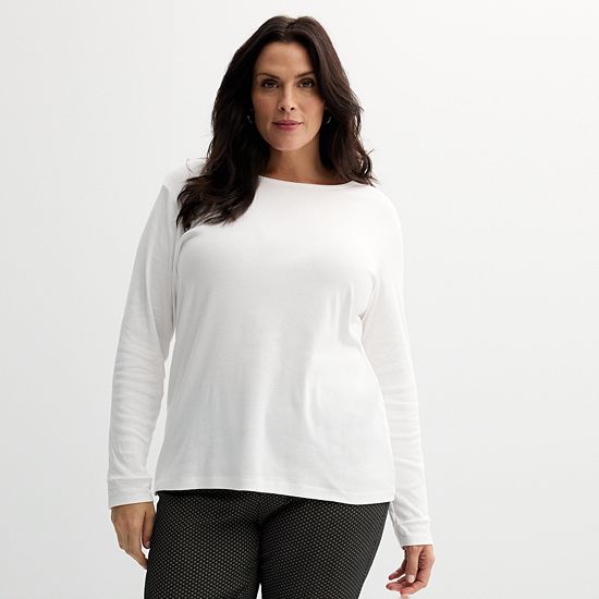  Plus Size Croft & Barrow® Essential Crewneck Long Sleeve Tee