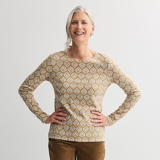  Petite Croft & Barrow® Crewneck Long-Sleeve Tee