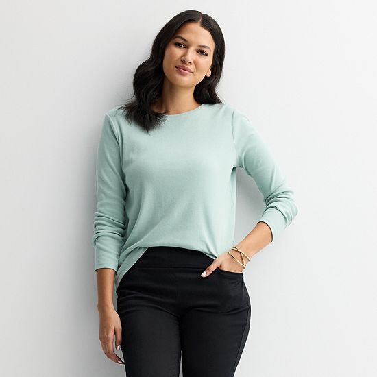  Petite Croft & Barrow® Crewneck Long-Sleeve Tee
