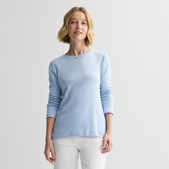  Petite Croft & Barrow® Crewneck Long-Sleeve Tee