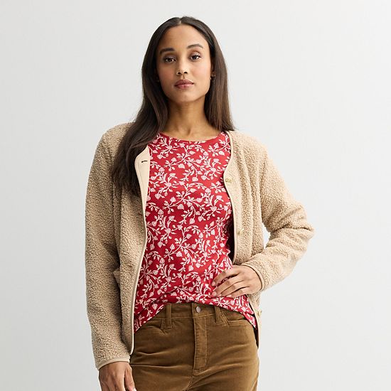  Petite Croft & Barrow® Crewneck Long-Sleeve Tee