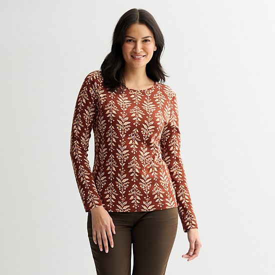  Petite Croft & Barrow® Crewneck Long-Sleeve Tee