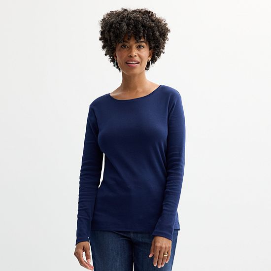  Petite Croft & Barrow® Crewneck Long-Sleeve Tee