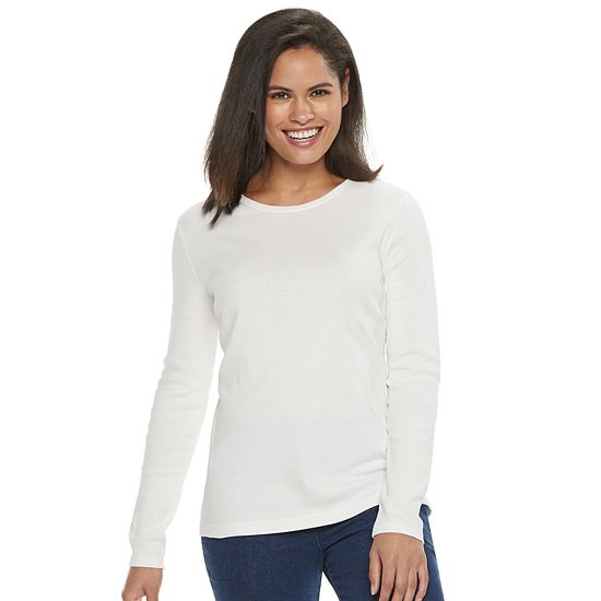  Petite Croft & Barrow® Crewneck Long-Sleeve Tee