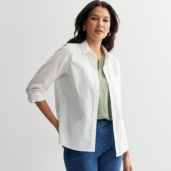  Women's Croft & Barrow® Essential One Pocket Button Down Shirt