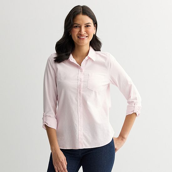  Women's Croft & Barrow® Essential One Pocket Button Down Shirt