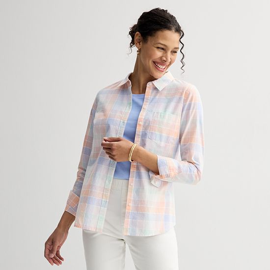  Women's Croft & Barrow® Essential One Pocket Button Down Shirt