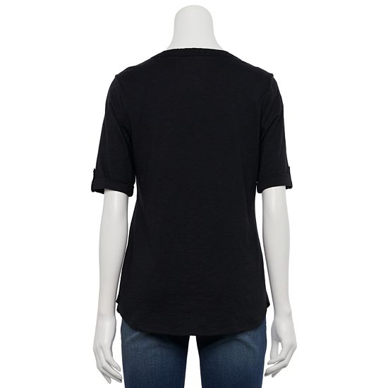  Women's Croft & Barrow® Elbow Sleeve Utility Henley Top