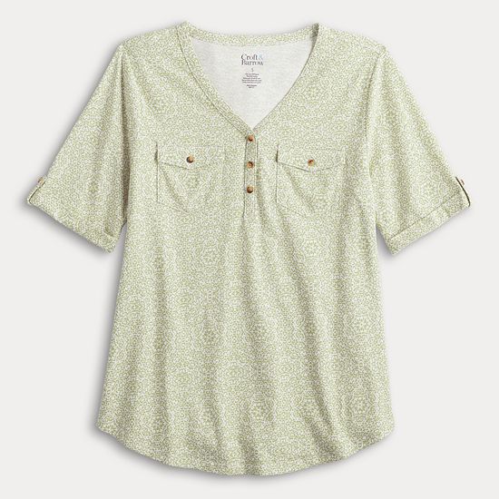  Women's Croft & Barrow® Elbow Sleeve Utility Henley Top